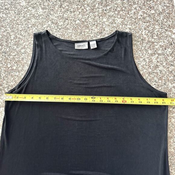 Chico's Travelers Size 3 Dress Solid Black Sleeveless Stretch Slinky Tank Sheath - Picture 12 of 12